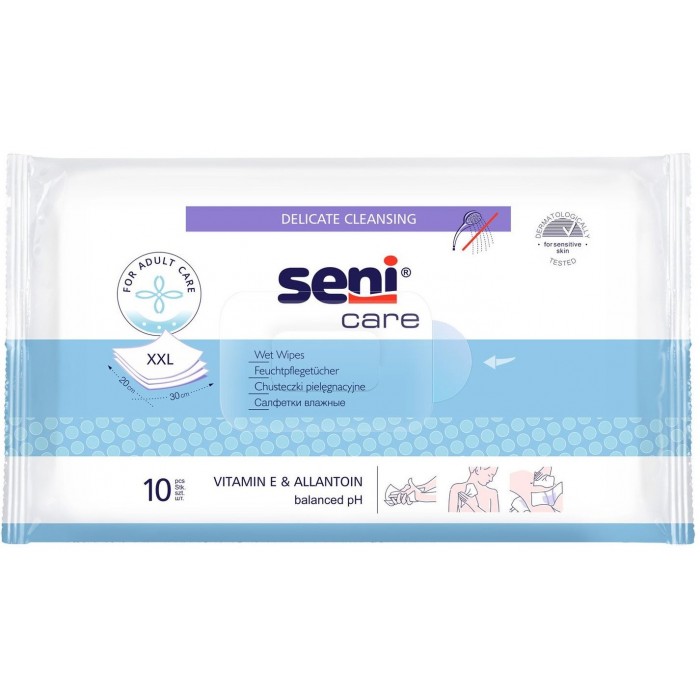 Влажные салфетки для ухода за кожей Seni Care, 10 шт - 